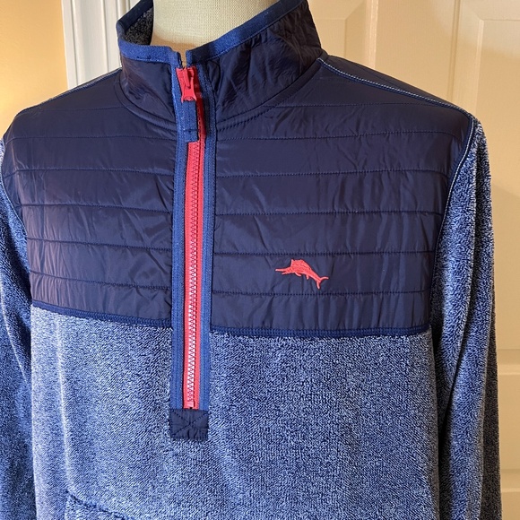 EUC Men's Tommy Bahama Cascade Cozy Half Zip Pullover Sweater in Blue Size LARGE - Picture 3 of 6